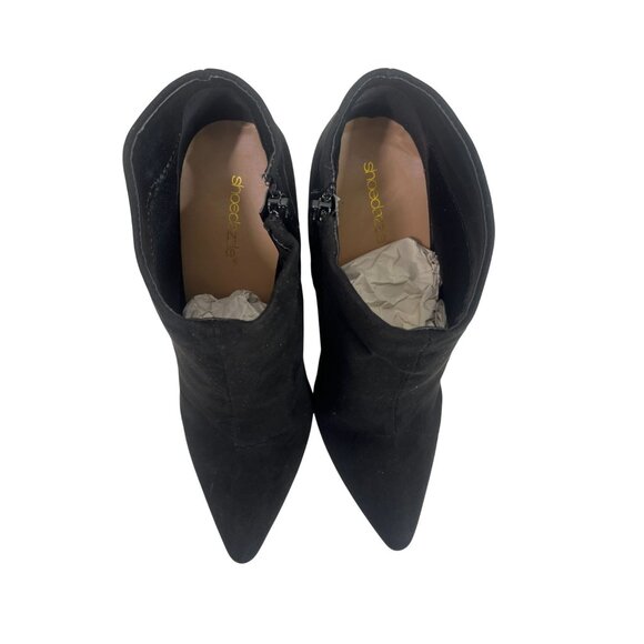 Shoedazzle Faux Suede Ankle Booties Women’s 9.5 Black High Heel Boots Fall - Picture 2 of 13